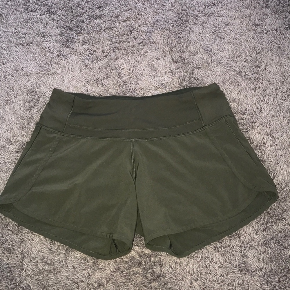 olive green lululemon shorts